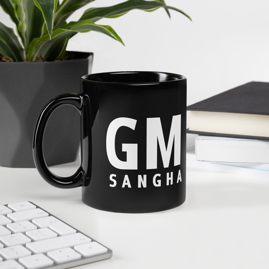 GM Sangha - Good Morning TSUKA Sangha Black Glossy Mug